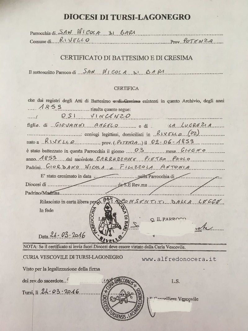 Certificate of baptism