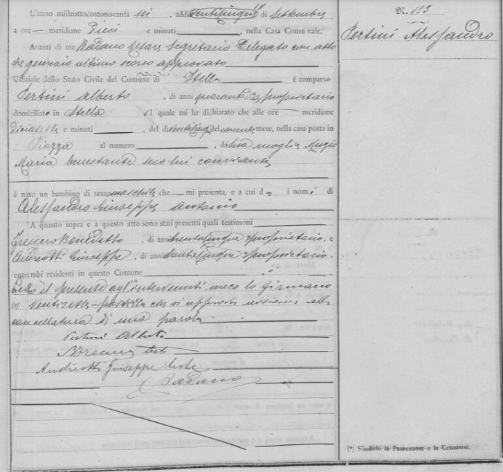 Copia integrale atto di nascita