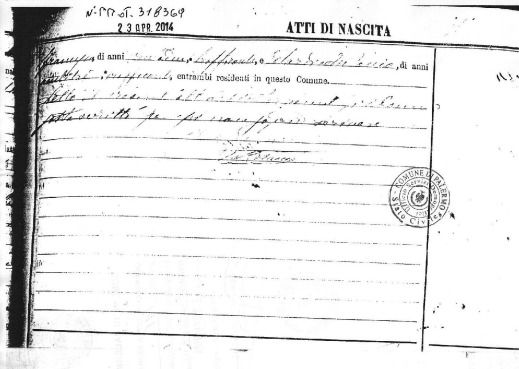 Historical Italian Birth Record
