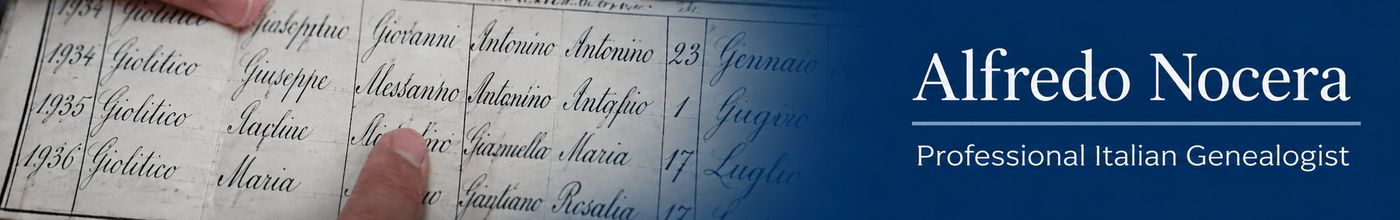 Alfredo Nocera, Birth certificate, marriage certificate ....